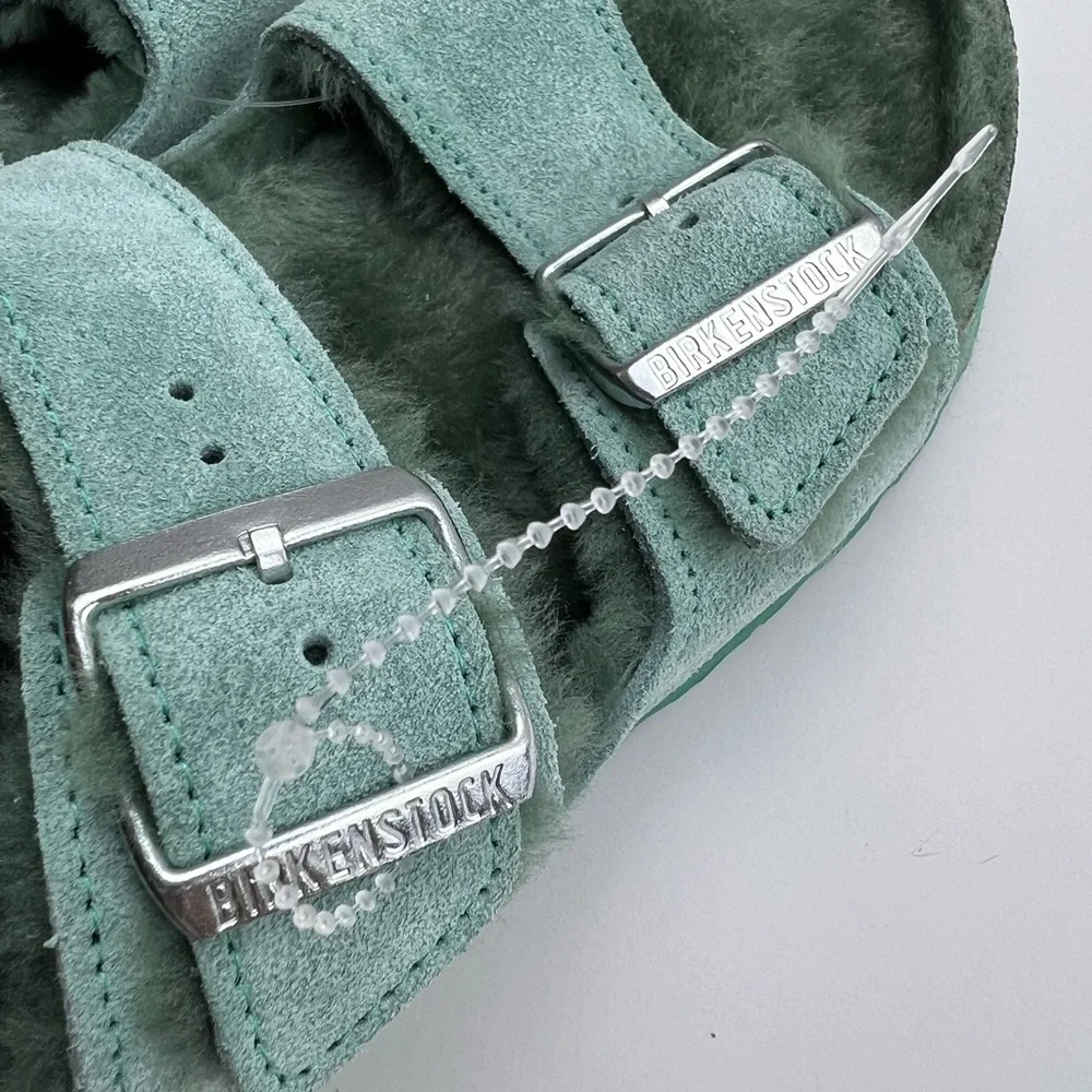 NWT BIRKENSTOCK ARIZONA  TEAL SUEDE SHEARLING SANDALS  ll  SZ- 265 / 41 - Picture 8 of 11